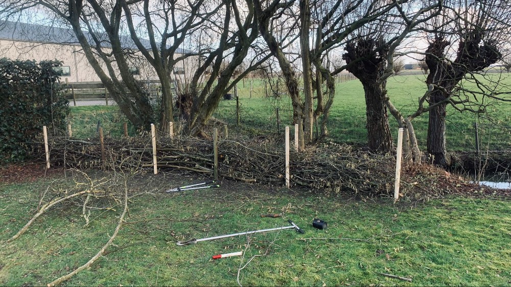 Een takkenril als schuilplek voor egels en insecten
